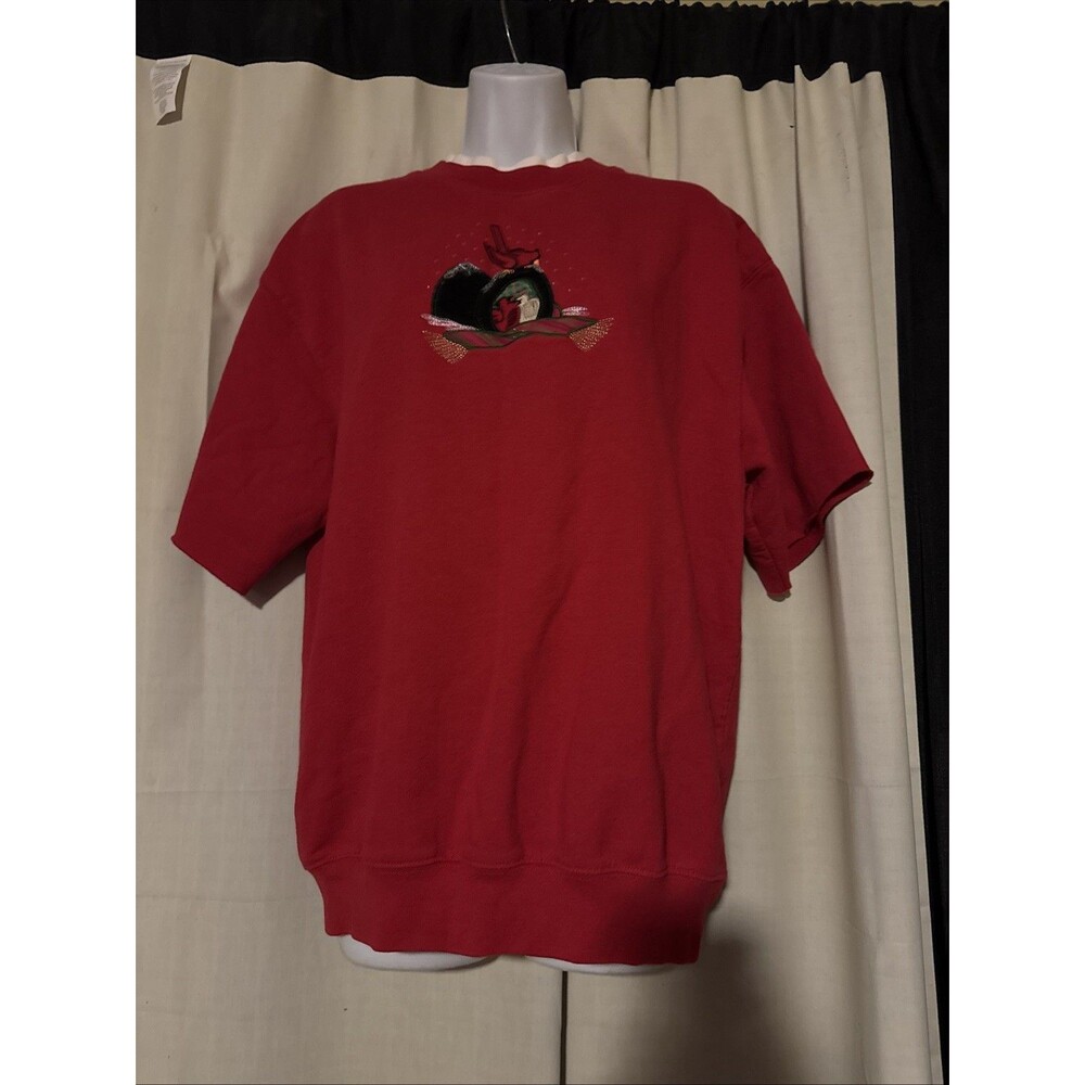 Vintage 90s MC Sportswear Red Crewneck Pullover Sweatshirt Cutoff Sleeves